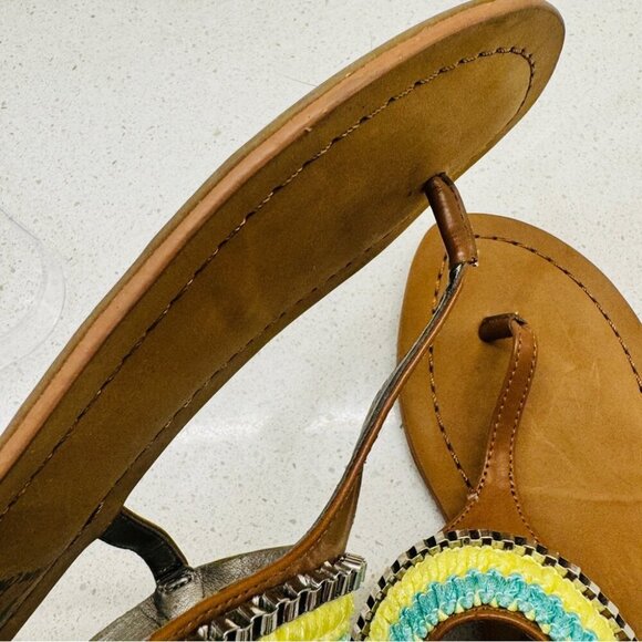 Circus by Sam Edelman Flip Flop Bailey Sandal T Strap Beaded Embroidered Sz 6 M - Picture 10 of 15